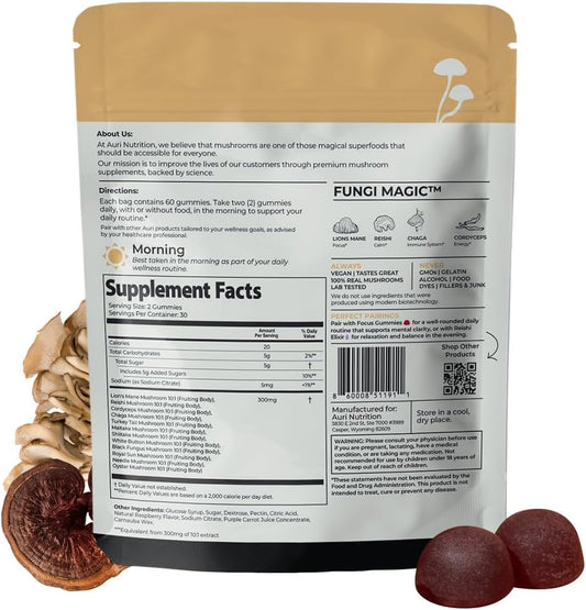 Auri Nutrition Super Mushroom Daily Gummies – All-in-One Functional Gummy