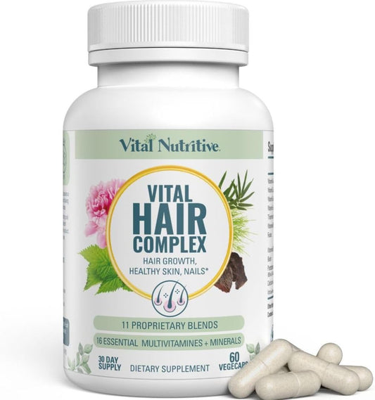 VITAL NUTRITIVE Vital Hair Complex – Biotin & Vitamin B Hair Vitamins for Women & Men – Supports Healthy Hair, Skin & Nails – Hormone