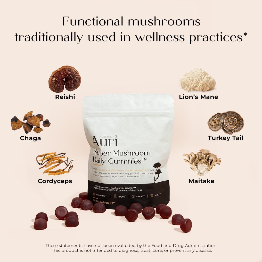 Auri Nutrition Super Mushroom Daily Gummies – All-in-One Functional Gummy