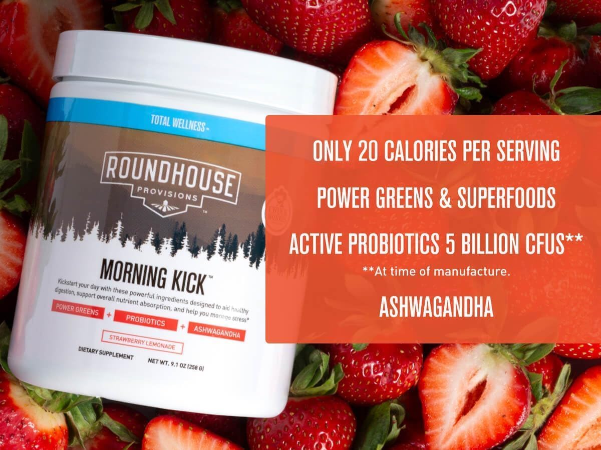 ROUNDHOUSE PROVISION Morning Kick, Zero Sugar Greens Superfood Powder supplement