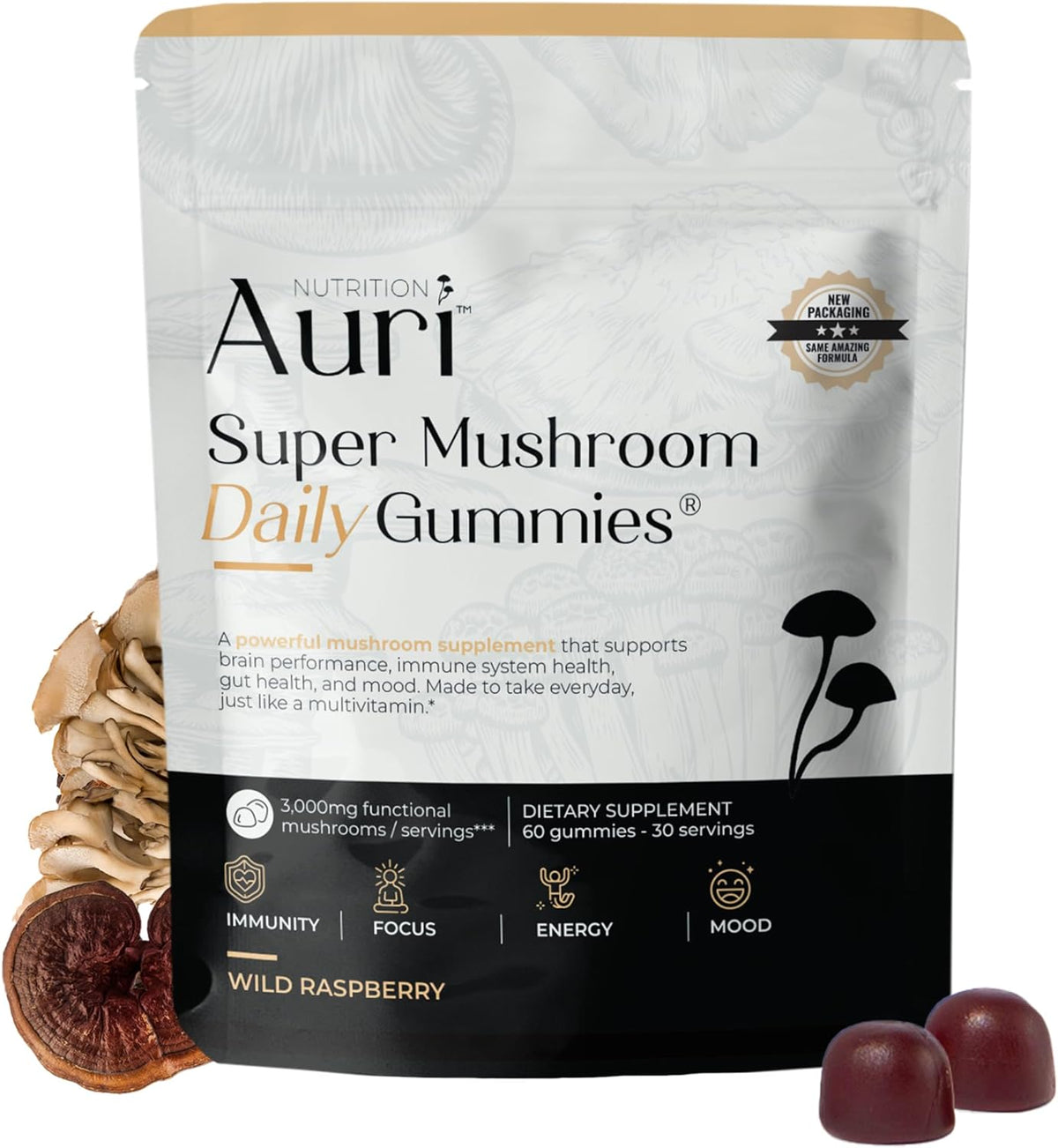 Auri Nutrition Super Mushroom Daily Gummies – All-in-One Functional Gummy