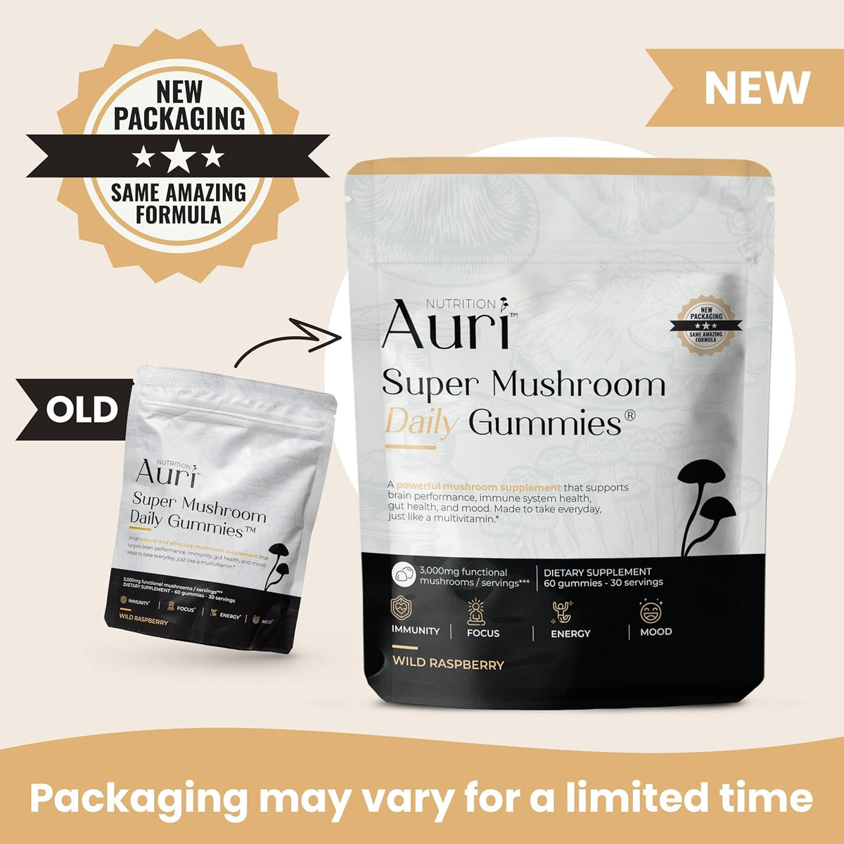 Auri Nutrition Super Mushroom Daily Gummies – All-in-One Functional Gummy
