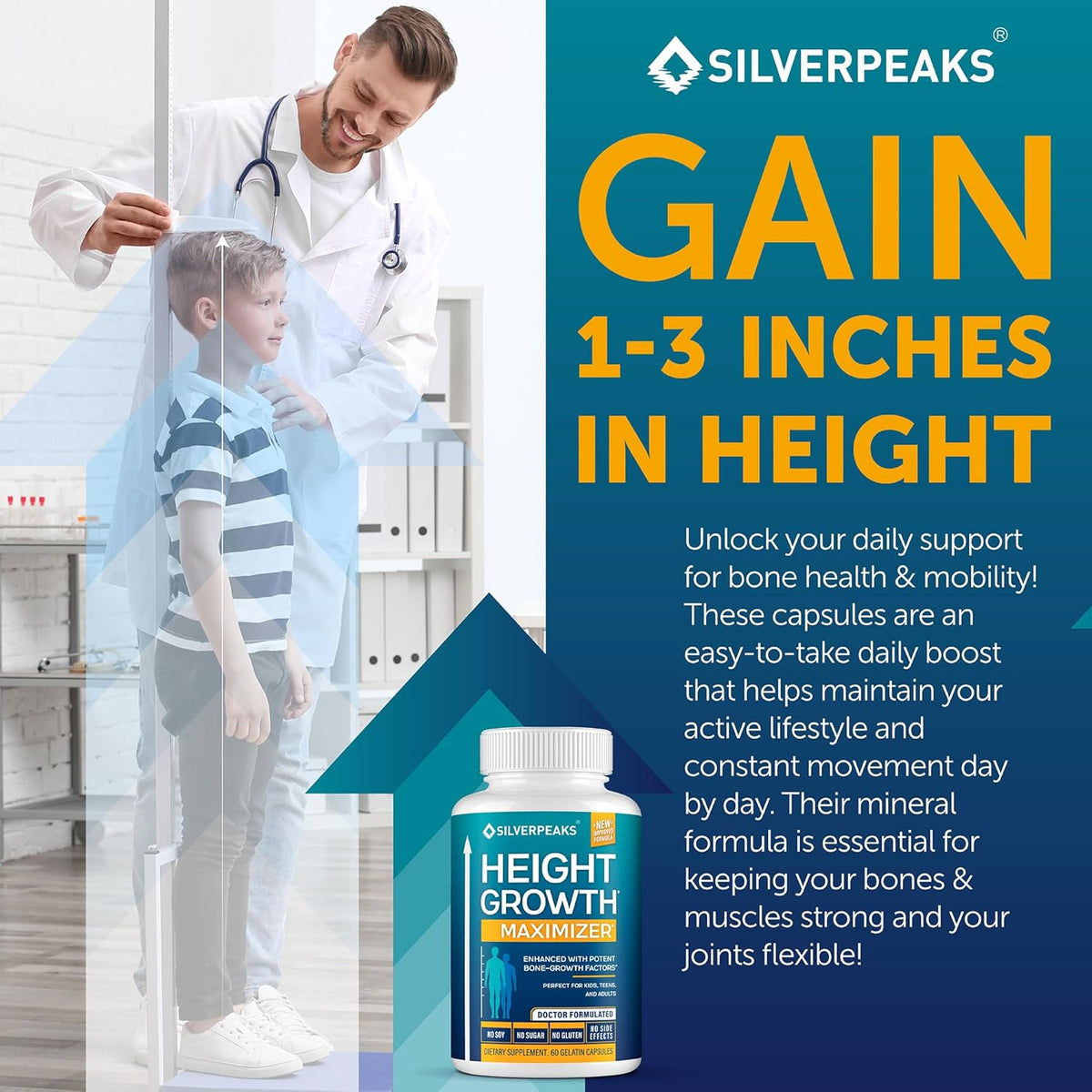 Height Growth Maximizer - Natural Pills to Help You Grow Taller Made in USA with Calcium, Zinc, GABA & Vitamin D3 for Bone Strength, Joint Support