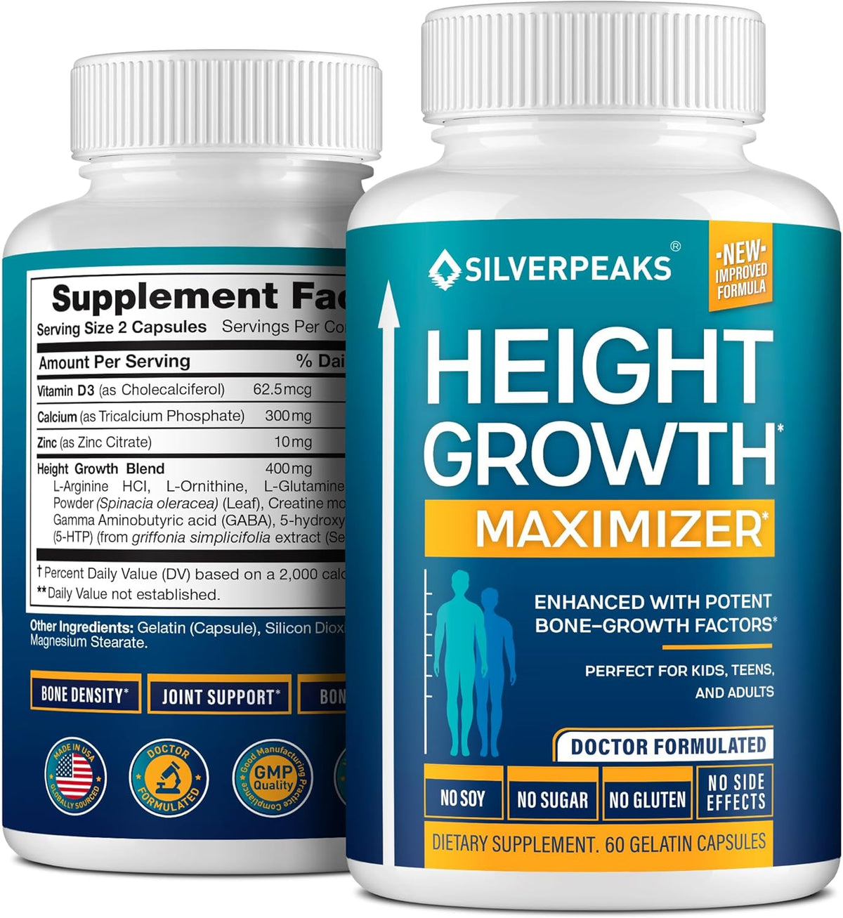 Height Growth Maximizer - Natural Pills to Help You Grow Taller Made in USA with Calcium, Zinc, GABA & Vitamin D3 for Bone Strength, Joint Support