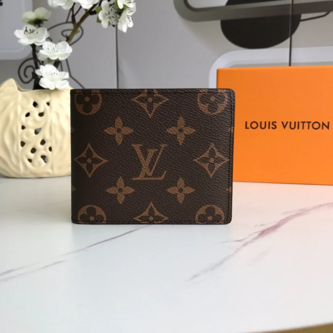 Louis Vuitton Monogram Multiple Wallet featuring iconic brown Monogram coated canvas and a compact bifold design