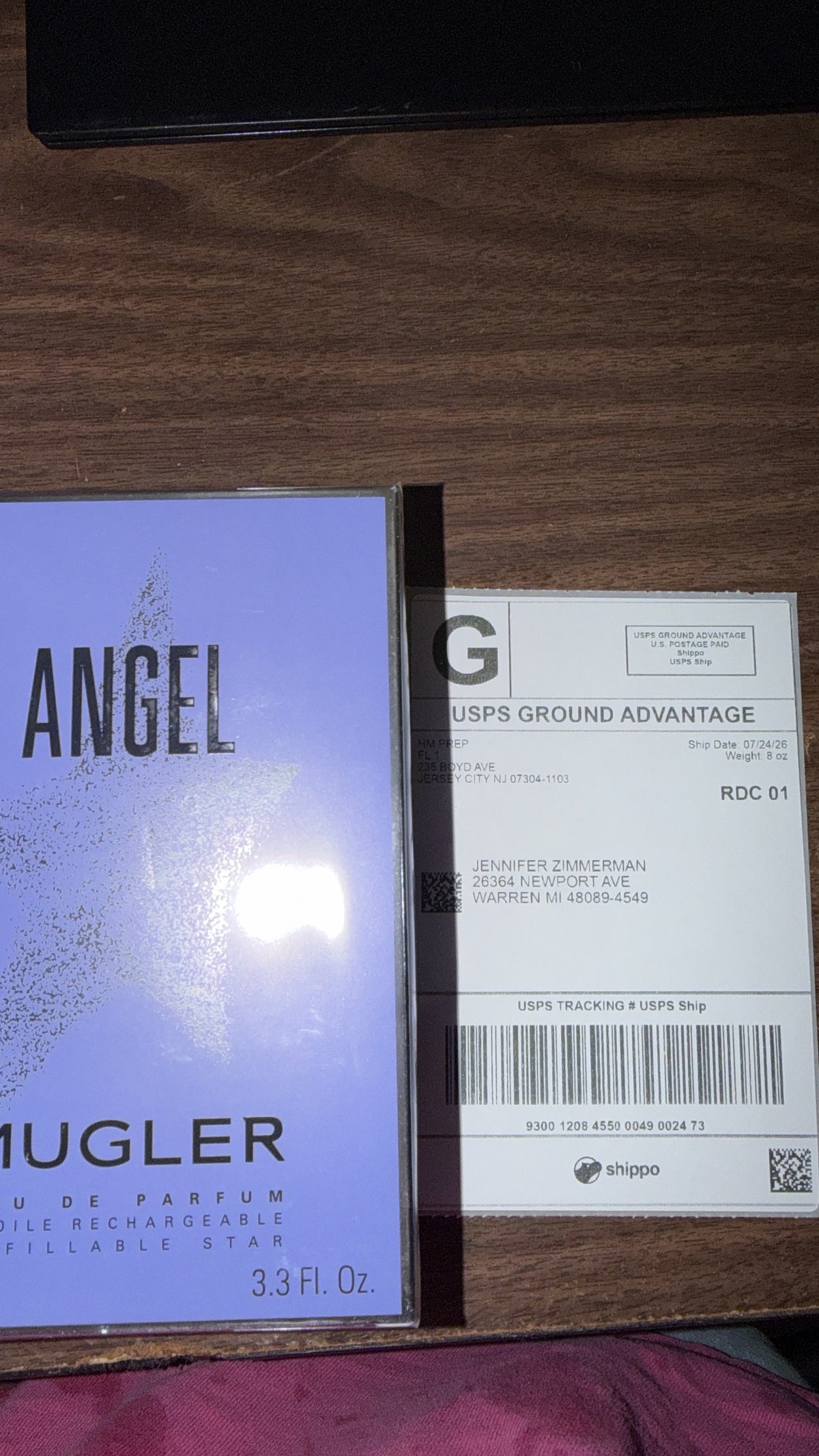Mugler Angel 100ml fragrance bottle and packaging