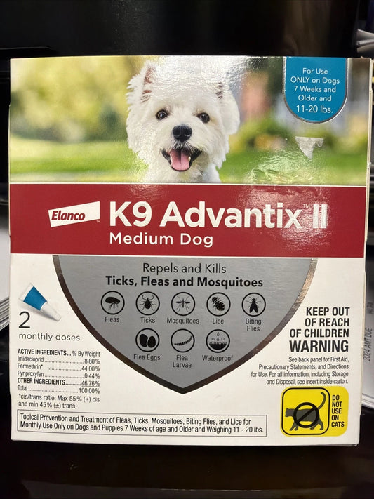 K9 Advantix II flea and tick treatment for medium dogs teal 2 pack