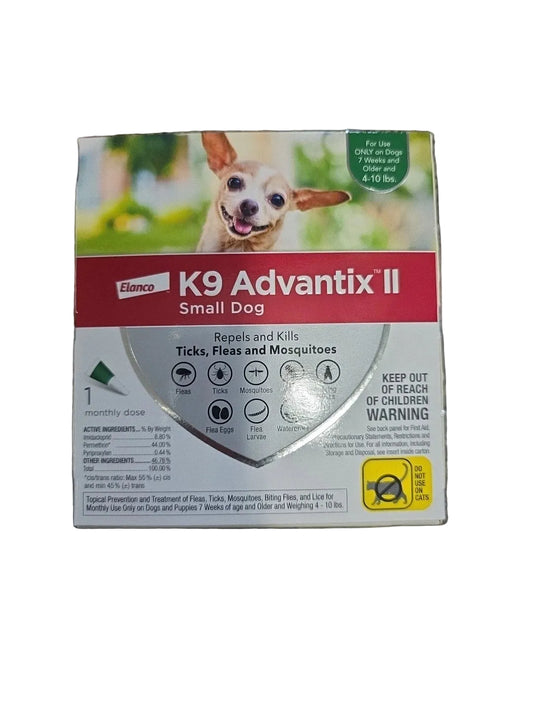 K9 Advantix II flea and tick treatment for small dogs 4 to 10 lbs 6 month supply